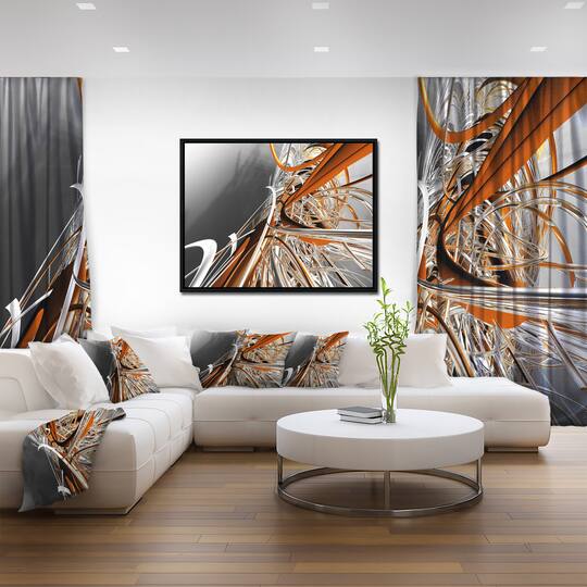 Designart - Fractal Red N White Connected Stripes